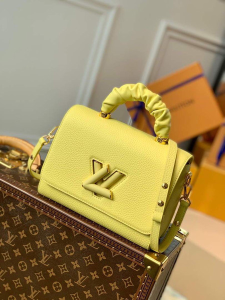 LV M58688 Louis Vuitton Twist MM Leathers Handbag Ginger Yellow - luxibagsmall