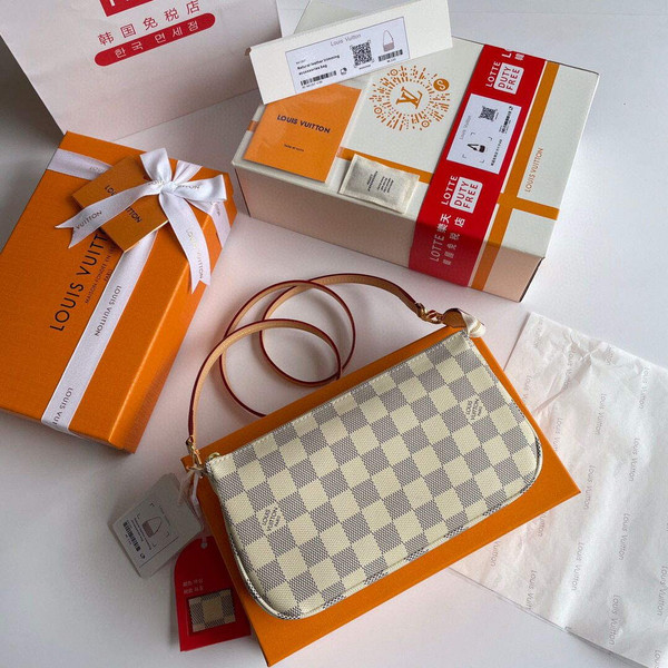 LV N41207 Louis Vuitton Pochette Accessoires Damier azur canvas