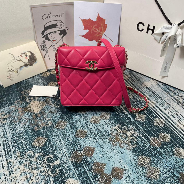 Chanel AS2877 Small Box Bag Lambskin Gold Metal Plum