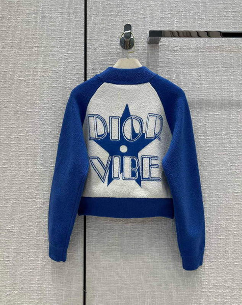 Dior  224V50 Dior Vibe Bomber Jacket Fluorescent Blue and White
