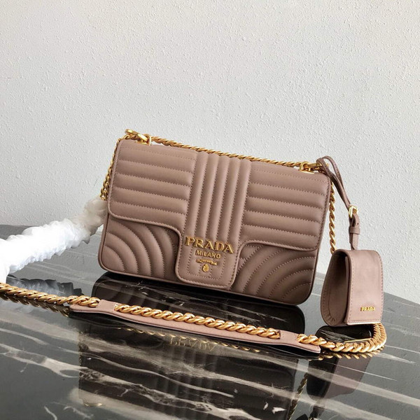 Prada 1BD108 Medium Leather Prada Diagramme Bag Apricot
