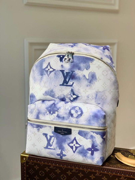 LV M45760 Louis Vuitton Discovery Backpack White Blue