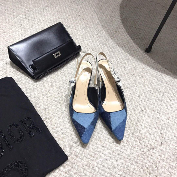 Dior KCP867 J'ADIOR Slingback Pump Blue Metallic Fabric - luxibagsmall