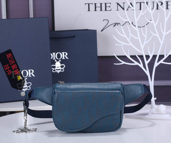 Dior 1ADPO223 Saddle Belt Bag Leather Blue