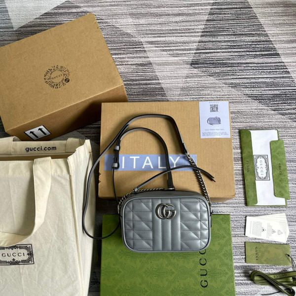 Gucci 634936 GG Marmont Mini Shoulder Bag Gray