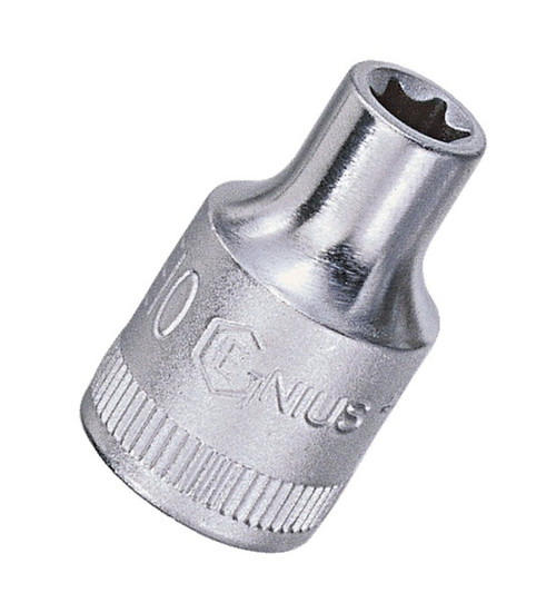 <ul><li>E-STAR HAND SOCKET - E-5 Size</li><li>SPECIFICATIONS - 1/4" Inch Drive Size with an overall length of 22mm (or 0.87 Inches)</li><li>DURABLE MATERIALS - Made from Chromium-vanadium Steel Alloy for high strength and durability while having anti-corrosive properties</li><li>TOOL ORGANIZATION - Sizes are stamped for permanent and easy identification of size</li><li>SUPERIOR DESIGN - E-Star pattern with knurl grip for easy handling by hand</li><li>PEACE OF MIND - Purchase with confidence backed by the Genius Tools Limited Lifetime Warranty against manufacturer defects</li><li>ANSI STANDARDS - Meets or exceeds the standards established by the American National Standards Institute<li>PROFESSIONAL GRADE - Genius Tools are designed and made for use by professional technicians and built to perform over a lifetime of heavy use.  Trust Genius for a quality tool at a value cost to you.</ul> <p>Made for Life. Its our motto and with the Genius Tools Hand Socket Series we really mean it. They are built professional grade tough, ready to handle a lifetime of hard work on the job. We use only the best raw materials when we make out tools and we pride ourselves on the precision and quality.</p>
<p>Genius Tools Hand Sockets are designed for maximum life and performance. Using only the highest quality materials, our Hand Sockets are made from industry leading Chrome Vanadium or Chrome Molybdenum steel and are heat treated for maximum strength. </p>