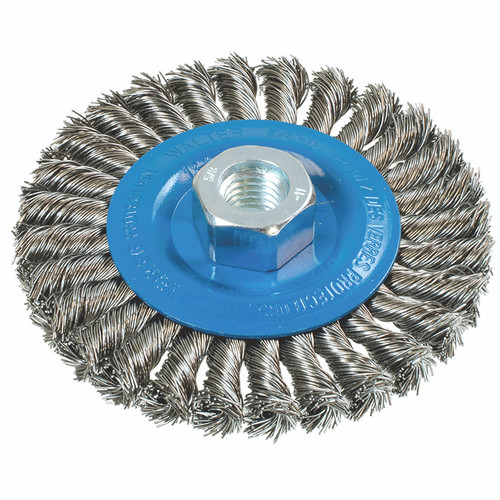 Walter 4-1/2" X 1/4" X 5/8"-11 STAINLESS STEEL WIDE WHEEL BRUSH KNOT TWIST  13L464