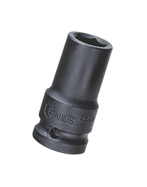 <ul><li>THIN WALL IMPACT SOCKET - 13mm 6-point Impact Socket</li><li>SPECIFICATIONS - 1/2" Inch Drive Size with an overall length of 52mm (or 2.05 Inches)</li><li>DURABLE MATERIALS - Made from Chromium Molybdenum Alloy Steel for high strength and durability while having anti-corrosive properties</li><li>TOOL ORGANIZATION - Sizes are stamped for permanent and easy identification of size</li><li>RELIABLE AND EFFECTIVE - Our Thin Wall Impact Sockets are Heat treated through oil quenching with a matte black oxide coating which creates a tough durable exterior and superior inner core strength for a lifetime of professional use while having a thinner wall for tighter clearances</li><li>PEACE OF MIND - Purchase with confidence backed by the Genius Tools Limited Lifetime Warranty against manufacturer defects</li><li>ANSI STANDARDS - Meets or exceeds the standards established by the American National Standards Institute<li>PROFESSIONAL GRADE - Genius Tools are designed and made for use by professional technicians and built to perform over a lifetime of heavy use.  Trust Genius for a quality tool at a value cost to you.</ul> <p>Genius Tools Professional Strength you can Trust</p>
<p>Genius Tools Impact Socket Series is designed by professional for professionals.  Each socket begins as a raw Chromium Vanadium or Chromoly Alloy Steel Rod.  Each piece is expertly cut down into the required length and diameter blank slug.  Utilizing our Genius Tools Cold Forging technique, the sockets are formed at room temperature into its basic form whether 6 point or 12 point. </p>
<p>Genius Tools Anti-Corrosion Treatment</p>
<p>Depending on the socket series, we treat our sockets with anti-corrosive treatments to increase the longevity and strength of our sockets, so you can count on consistent and reliable performance from all of our sockets.  Our Impact Socket Series undergoes Black Oxide Treatment, giving it a matte finish with anti-corrosive properties. </p>
<p>Limited Lifetime Warranty</p>
<p>Purchase with confidence as Genius Tools products have a Limited Lifetime Warranty.</p>