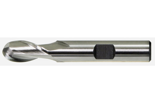 High Speed Steel Bright Fractional Center Cutting 2-Flute Ball Nose End Mills