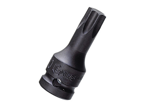 <ul><li>STAR IMPACT BIT SOCKET - T-55 Star Bit Socket</li><li>SPECIFICATIONS - 1/2" Inch Drive Size with an overall length of 76mm (or 2.99 Inches)</li><li>DURABLE MATERIALS - Made from Chromium Molybdenum Alloy Steel for high strength and durability while having anti-corrosive properties</li><li>TOOL ORGANIZATION - Sizes are stamped for permanent and easy identification of size</li><li>RELIABLE AND EFFECTIVE - Our Star Impact Bit Sockets are Heat treated through oil quenching with a matte black oxide coating which creates a tough durable exterior and superior inner core strength for a lifetime of professional use</li><li>PEACE OF MIND - Purchase with confidence backed by the Genius Tools Limited Lifetime Warranty against manufacturer defects</li><li>ANSI STANDARDS - Meets or exceeds the standards established by the American National Standards Institute<li>PROFESSIONAL GRADE - Genius Tools are designed and made for use by professional technicians and built to perform over a lifetime of heavy use.  Trust Genius for a quality tool at a value cost to you.</ul> <p>Quality you can trust: Genius Tools impact sockets, impact bits and impact bit sockets are made for professionals and serious tool users. We offer bit sockets and impact bit sockets. One in chrome vanadium and one in chrome molybdenum. Our multi-step manufacturing process ensures that our tools meet ANSI specs.</p>
<p>Our bit sockets come in drive sizes between ¼” to ½” and out impact bit sockets come in drive sizes between 3/8" and 1". All of our bit sockets come in multiple lengths and multiple tip configurations.</p>