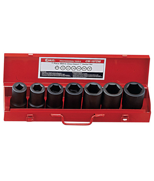 GENIUS TOOLS CM-107DM 7PC 1" Dr. Metric Deep Impact Socket Set