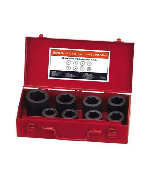 Genius Tools 8PC 1" Dr. Metric Impact Socket Set - CM-808M