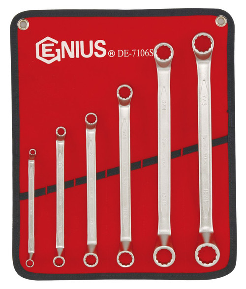 Genius Tools 6PC SAE Double Ended Offset Ring Wrench Set - DE-7106S