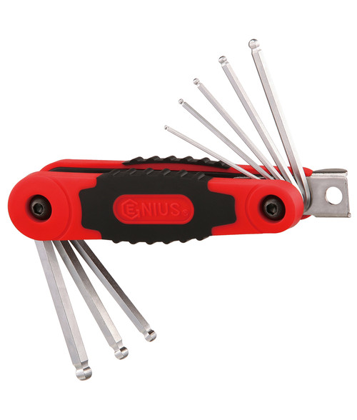 Genius Tools 8PC SAE Folding Wobble Hex Key Wrench Set - HK-008GSB