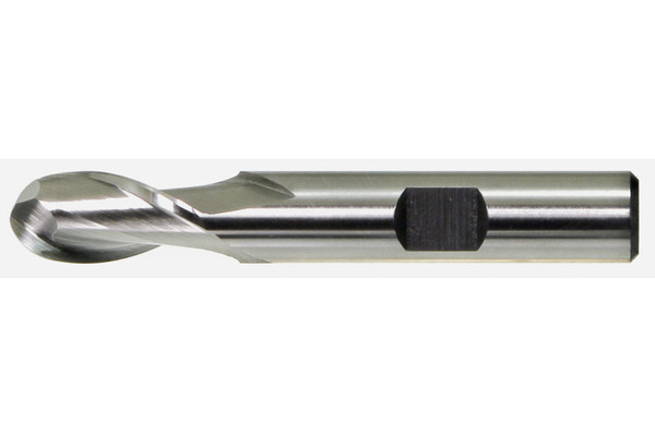 High Speed Steel Bright Fractional Center Cutting 2-Flute Ball Nose End Mills