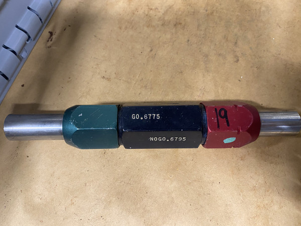 Go / No-Go Plug Gauge 0.6775"-0.6795" (GO 0.6775" / NO-GO 0.6795") Machinist Tool Room - Used