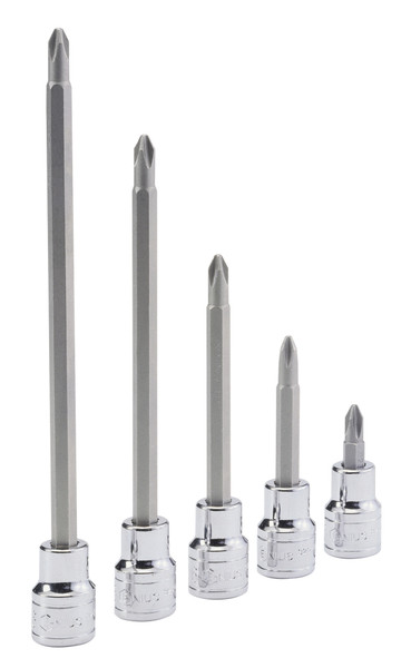 <ul><li>BIT SOCKET - 1/2" Dr. No.2 Phillips Bit Socket 230mmL</li><li>SPECIFICATION - Overall length of 230mm (or 9.06 Inches)</li><li>DURABLE MATERIALS - Made from High Speed Steel for high strength and durability while having anti-corrosive properties</li><li>TOOL ORGANIZATION - Sizes are stamped for permanent and easy identification of size</li><li>RELIABLE AND EFFECTIVE - Our Bit Sockets are securely attached, interchangeable, and are built to handle the rigorous needs of professional technicians.</li><li>PEACE OF MIND - Purchase with confidence backed by the Genius Tools Limited Lifetime Warranty against manufacturer defects</li><li>ANSI STANDARDS - Meets or exceeds the standards established by the American National Standards Institute</li><li>PROFESSIONAL GRADE - Genius Tools are designed and made for use by professional technicians and built to perform over a lifetime of heavy use.</li></ul> Genius Tools Bit Sockets are designed for maximum life and performance.  Using only the highest quality materials, our Bit Sockets are made from industry leading Chrome Vanadium or Chrome Molybdenum steel and are heat treated for maximum strength.  <br /> <br />
To guarantee the highest level of quality, we maintain strict production standards.  From raw material inspection, production control, quality and function