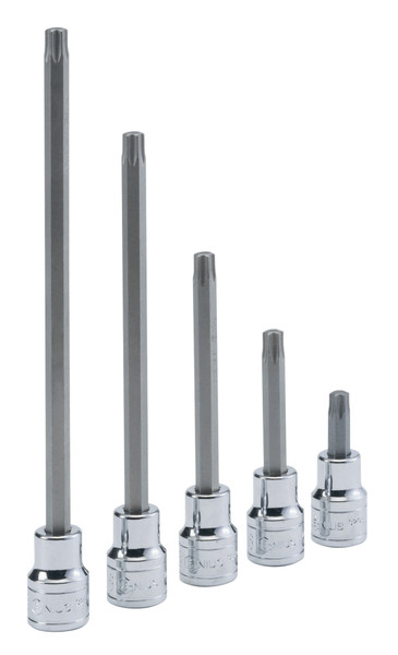 <ul><li>STAR BIT SOCKET - T-55 Star Size</li><li>SPECIFICATIONS - 1/2" Inch Drive Size with an overall length of 80mm (or 3.15 Inches)</li><li>DURABLE MATERIALS - Made from High Speed Steel for high strength and durability while having anti-corrosive properties</li><li>TOOL ORGANIZATION - Sizes are stamped for permanent and easy identification of size</li><li>RELIABLE AND EFFECTIVE - Our Star Bit Sockets are securely attached but are interchangeable. They are built to handle the rigorous needs of professional technicians by offering a secure grip to any fastener while having superior durability from a lifetime of use.</li><li>PEACE OF MIND - Purchase with confidence backed by the Genius Tools Limited Lifetime Warranty against manufacturer defects</li><li>ANSI STANDARDS - Meets or exceeds the standards established by the American National Standards Institute<li>PROFESSIONAL GRADE - Genius Tools are designed and made for use by professional technicians and built to perform over a lifetime of heavy use.  Trust Genius for a quality tool at a value cost to you.</ul> Genius Tools Bit Sockets are designed for maximum life and performance.  Using only the highest quality materials, our Bit Sockets are made from industry leading Chrome Vanadium or Chrome Molybdenum steel and are heat treated for maximum strength.  <br /> <br />
To guarantee the highest level of quality, we maintain strict production standards.  From raw material inspection, production control, quality and function