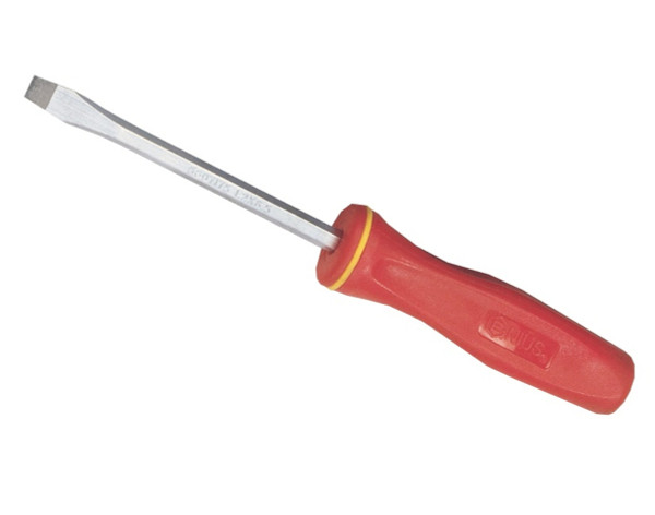 <ul><li>SCREWDRIVER - 0.8 x 4.0mm Slotted Screwdriver w/Plastic Handle, 195mmL - 593+1240</li><li>SPECIFICATIONS - Overall length of 195mm</li><li>DURABLE MATERIALS - Made from Chromium-vanadium Steel Alloy for high strength and durability while having anti-corrosive properties</li><li>HEAVY DUTY DURABILITY - Heavy duty design with a treated shaft to for increased strength and durability for the toughest applications and to handle a lifetime of use</li><li>SUPERIOR DESIGN - Highly durable ergonomic hard impact plastic handle</li><li>PEACE OF MIND - Purchase with confidence backed by the Genius Tools Limited Lifetime Warranty against manufacturer defects</li><li>ANSI STANDARDS - Meets or exceeds the standards established by the American National Standards Institute<li>PROFESSIONAL GRADE - Genius Tools are designed and made for use by professional technicians and built to perform over a lifetime of heavy use.  Trust Genius for a quality tool at a value cost to you.</ul> <p><span>Genius Tools are made for professionals and serious tool users. We offer a large line of screwdriver bit, screwdrivers, impact drivers, nut drivers and impact bit drivers. We offer many bit configurations including hard to find styles. Along with screwdrivers and screwdriver bits, we also offer all of the required accessories. Our products are made with high quality chrome vanadium and chrome molybdenum and our multi-step manufacturing process ensures that our tools meet ANSI specs.</span></p>