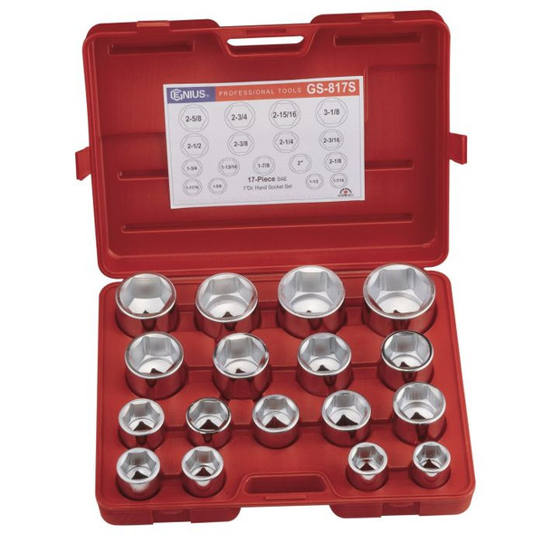 Genius Tools 17PC 1" Dr. SAE Hand Socket Set - GS-817S