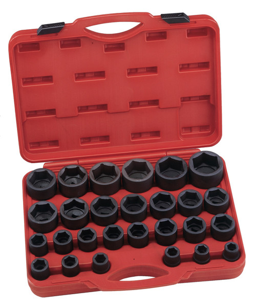 <ul><li>SAE IMPACT SOCKET SET - 27pc 3/4" Dr. SAE Impact Socket Set (CR-Mo) IS-627S</li><li>PEACE OF MIND - Purchase with confidence backed by the Genius Tools Limited Lifetime Warranty against manufacturer defects</li><li>DURABLE MATERIALS - Made from Chromium Molybdenum Alloy Steel for high strength and durability while having anti-corrosive properties</li><li>ANSI STANDARDS - Meets or exceeds the standards established by the American National Standards Institute</li><li>PROFESSIONAL GRADE - Genius Tools are designed and made for use by professional technicians and built to perform over a lifetime of heavy use.  Trust Genius for a quality tool at a value cost to you.</li><li>ADDITIONAL DETAILS - Please scroll down to see additional information and included pieces in the description area below.</li></ul> <div class="col-xs-12"><strong>3/4" Dr. 6 pt. Impact Socket</strong></div>
<div class="col-xs-6">665224 3/4" Impact Socket</div>
<div class="col-xs-6">665225 25/32" Impact Socket</div>
<div class="col-xs-6">665226 13/16" Impact Socket</div>
<div class="col-xs-6">665228 7/8" Impact Socket</div>
<div class="col-xs-6">665230 15/16" Impact Socket</div>
<div class="col-xs-6">665232 1" Impact Socket</div>
<div class="col-xs-6">665234 1-1/16" Impact Socket</div>
<div class="col-xs-6">665236 1-1/8" Impact Socket</div>
<div class="col-xs-6">665238 1-3/16" Impact Socket</div>
<div class="col-xs-6">665240 1-1/4" Impact Socket</div>
<div class="col-xs-6">665242 1-5/16" Impact Socket</div>
<div class="col-xs-6">665244 1-3/8" Impact Socket</div>
<div class="col-xs-6">665246 1-7/16" Impact Socket</div>
<div class="col-xs-6">665248 1-1/2" Impact Socket</div>
<div class="col-xs-6">665250 1-9/16" Impact Socket</div>
<div class="col-xs-6">665252 1-5/8" Impact Socket</div>
<div class="col-xs-6">665254 1-11/16" Impact Socket</div>
<div class="col-xs-6">665256 1-3/4" Impact Socket</div>
<div class="col-xs-6">665258 1-13/16" Impact Socket</div>
<div class="col-xs-6">665260 1-7/8" Impact Socket</div>
<div class="col-xs-6">665262 1-15/16" Impact Socket</div>
<div class="col-xs-6">665264 2" Impact Socket</div>
<div class="col-xs-6">665266 2-1/16" Impact Socket</div>
<div class="col-xs-6">665268 2-1/8" Impact Socket</div>
<div class="col-xs-6">665270 2-3/16" Impact Socket</div>
<div class="col-xs-6">665272 2-1/4" Impact Socket</div>
<div class="col-xs-6">665276 2-3/8" Impact Socket</div>