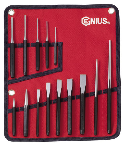 GENIUS TOOLS PC-514M 14PC Metric Punch & Chisel Set