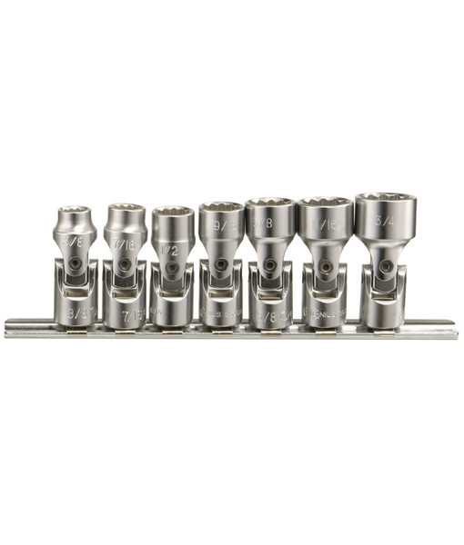 GENIUS TOOLS US-307S 7 Piece3/8"Dr.SAE Universal Hand Socket Set.
