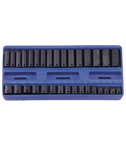 Genius Tools 32PC 3/8" Dr. Metric Impact Socket Set - TF-332M
