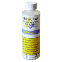 8 OZ BOTTLE OF KEROSENE FUEL TREATMENT WITH WHITE AND YELLOW KERO-KLEAN LABEL