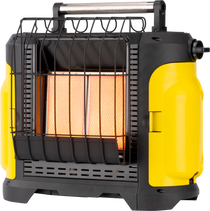 Black and yellow portable propane heater