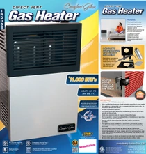 packaging image of Comfort Glow 11000 BTU liquid propane direct vent heater