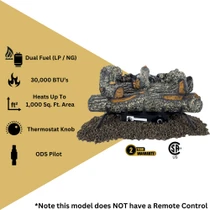 image of the black forest 24" gas logs with the product highlights