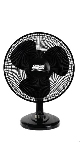 front image of Seasons Comfort 16 inch black tabletop oscillating fan