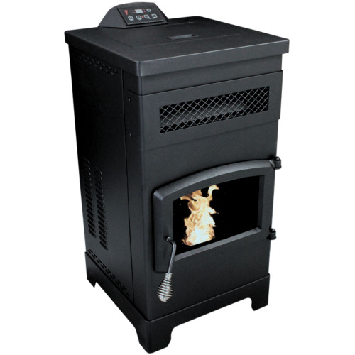 front right angled image of freestanding pellet stove