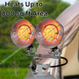 camping lifestyle image of double burner tank top heater turned on