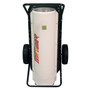 TOP VIEW OF WHITE KEROSENE FORCED AIR HEATER WITH HANDLE KIT AND FLAT FREE ALL SEASON TIRES