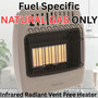 images of Comfort Glow 18,000 BTU noting it is fuel specific and runs on natural gas only
