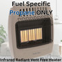 image of Comfort Glow 18,000 BTU infrared radiant vent free heater, propane, noting this model is fuel specific and runs on propane only