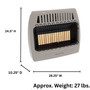 product dimension image of Comfort Glow 30,000 BTU infrared radiant vent free heater, natural gas