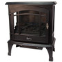 LEFT ANGLE VIEW OF BLACK ELECTRIC STOVE WITH 3 SIDED VIEWING