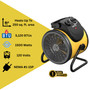 product specs callout image of electric forced air hot air circulator