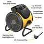 product feature callout image of electric forced air hot air circulator
