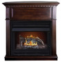 FRONT VIEW OF FIREPLACE WITH FLAMES ON
