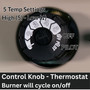image of Comfort Glow 18,000 BTU infrared radiant vent free heater manual control knob that will allow the burner to cycle on and off