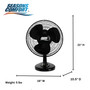 product dimension image of Seasons Comfort 16 inch black tabletop oscillating fan