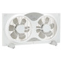 front right angled image of Seasons Comfort 9 inch twin window fan with remote