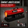 image of 50,000 btu Reddy Heater kerosene forced air heater showing the product dimensions and approximate weight