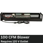close up of the 100 CFM Blower noting it requires a 120 volt outlet to operate