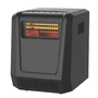 FRONT VIEW OF BLACK SQUARE HEATER WITH A GLOW COMING FROM INSIDE