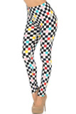 Buttery Smooth Color Accent Checkered Plus Size Leggings